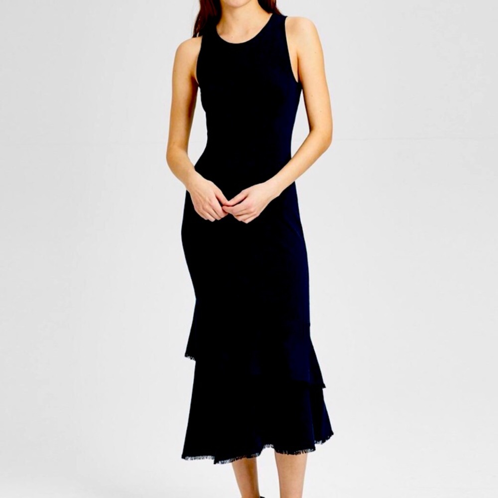 Theory Nilimary Knit Ruffle Maxi Dress